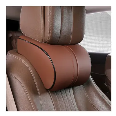 (black set) Adjustable Car Headrest Pillow Set Leather Auto Neck Protection Rest Pillows