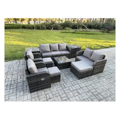 Fimous Seater Garden Furniture Set Rattan Outdoor Lounge Sofa Chair With Tempered Glass Table Fo