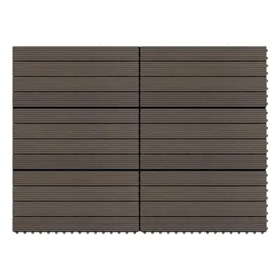 vidaXL 6x Decking Tiles WPC Dark Brown Interlocking Floor Pool Tile Flooring