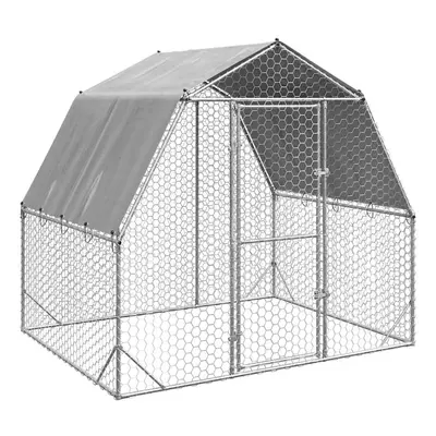 (With roof, 2.5 x x 2.25 m) vidaXL Chicken Run 2.5x4x2.25 m Galvanised Steel walk-in chicken run