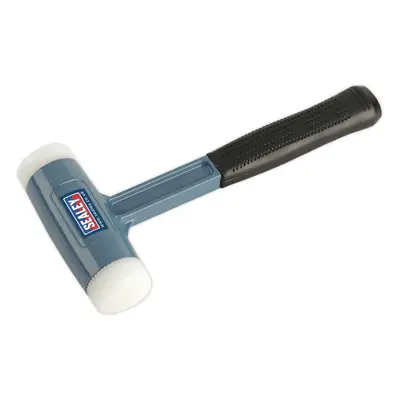 2.5lb Nylon Faced Dead Blow Hammer - Absorbent Rubber Grip - Steel Shot