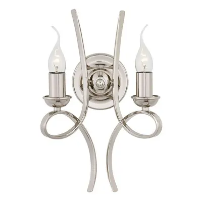 Eaves Luxury Twin Curved Arm Traditional Wall Light Polished Nickel Candelabra