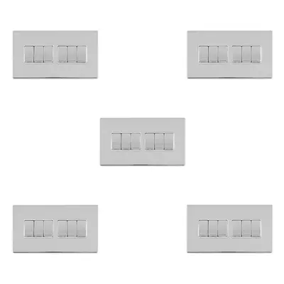 5 PACK Gang Multi Light Switch SCREWLESS POLISHED CHROME Way 10A Rocker