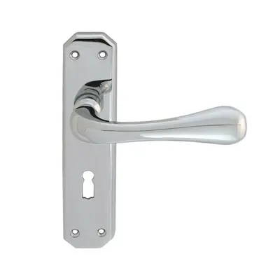 PAIR Heavy Duty Handle on Angular Lock Backplate x 40mm Polished Chrome