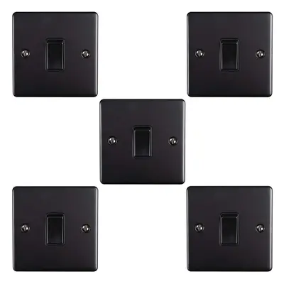 5 PACK Gang 20A Single Light Switch MATT BLACK & BLACK Way Metal Rocker