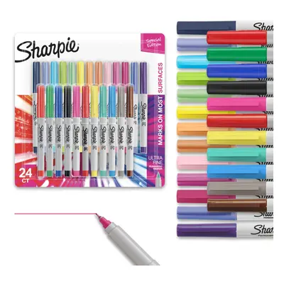 Sharpie Color Burst Permanent Markers, Ultra Fine Point, Assorted Colors, 24-Count