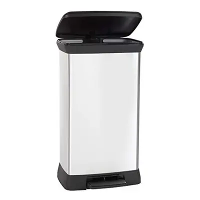 Curver Metal Effect Pedal Touch Deco Bin, Silver, Litre