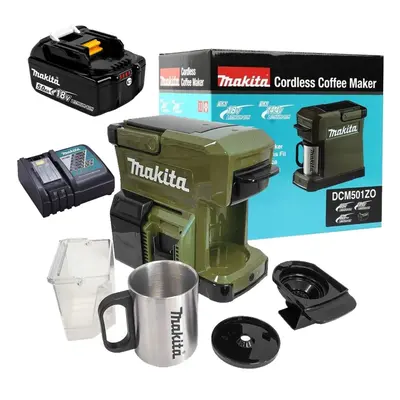 Makita 18V Olive LXT Cordless Coffee Maker Machine + 5.0AH Battery and Charger