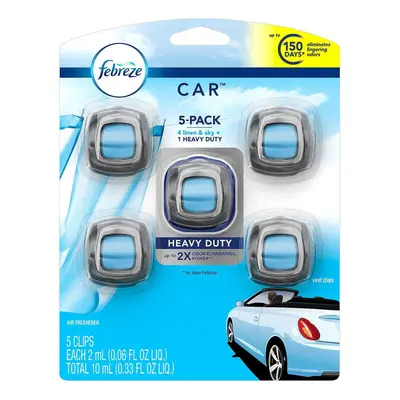 Febreze Car Air Freshener, Set of Clips, Linen & Skyup to Days (Packaging May Vary)