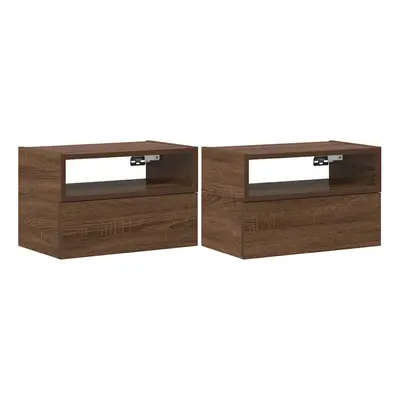 (brown oak, pcs) vidaXL Wall-mounted Bedside Cabinet Brown Oak 45x26x28.5 cm