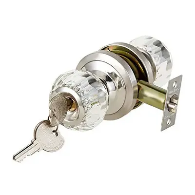 Door Locks with Glass Crystal Knob, Key Locking Door Lock Set, Interior Exterior Door Knobs, Bed