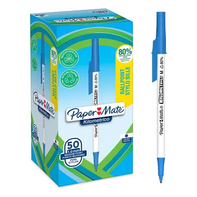 Kilometrico Ballpoint Pens | Long Writing with Medium Point (1.0mm) | Blue Ink | 80% Recycled Pl