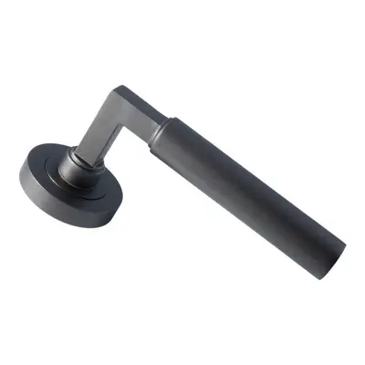 PAIR Straight Round Bar Handle on Round Rose Concealed Fix Matt Bronze