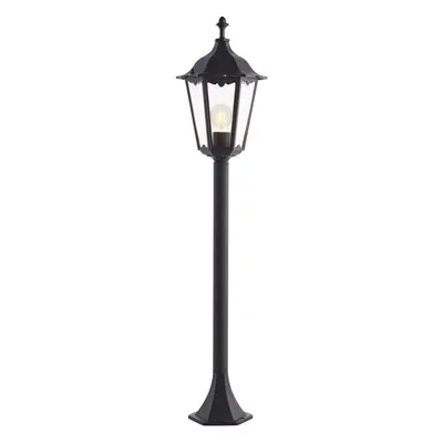 Outdoor Lamp Post Lantern Bollard Light Matt Black & Glass 1m Tall Garden LED