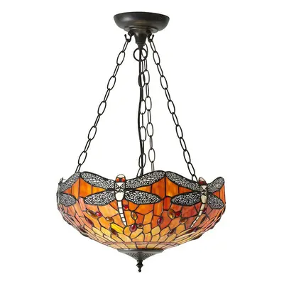 Tiffany Glass Hanging Ceiling Pendant Light Orange Dragonfly Lamp Shade i00111