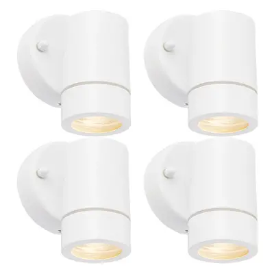 4 PACK Dimmable Outdoor IP44 Downlight - 7W GU10 LED - Gloss White & Glass