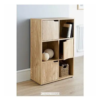 6 Cube Door Bookcase Oak Bookcases, Shelving & Storage-G0088