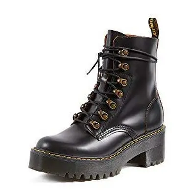 Dr. Martens Women's Leona Leather Heeled Boot, Black Smooth