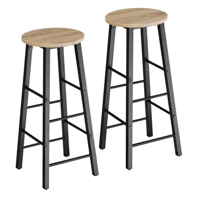 (industrial wood light, oak Sonoma) Bar Stool Breakfast Stool x Kitchen Wooden Chairs Tall Metal