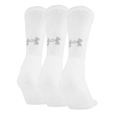 Under Armour Adult Training cotton crew Socks, Multipairs , White (3-Pairs) , Large