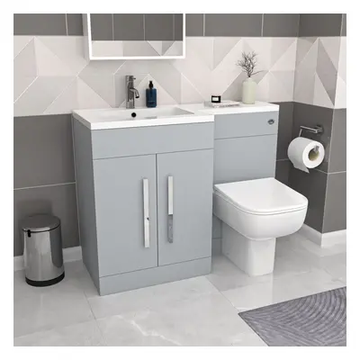 Nes Home Matte Grey LH Vanity Cabinet Basin Sink 1100mm & BTW WC Toilet