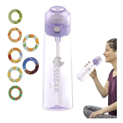 (purple bottle and 7pcs Pod) Sports Air Water Bottle, Air Up Water Bottle 650ml Water Bottle