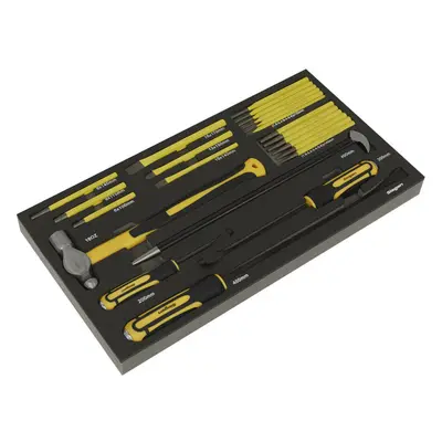 23 Piece Pry Bar Hammer & Punch Set with Tool Tray - Tool Box Tray Tidy Chest