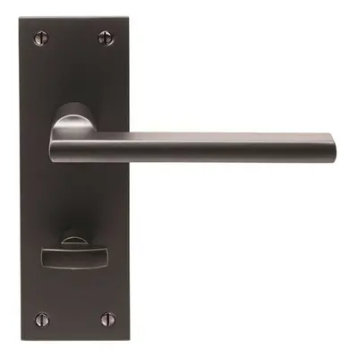 PAIR Straight Bar Handle on Slim Bathroom Backplate x 50mm Matt Bronze