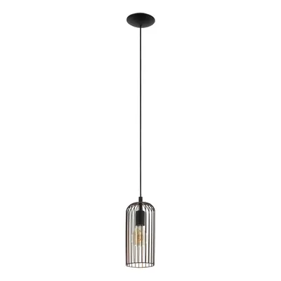 Hanging Ceiling Pendant Light Black & Copper Cage Shade x 60W E27 Bulb