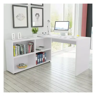 Corner Desk Shelves White