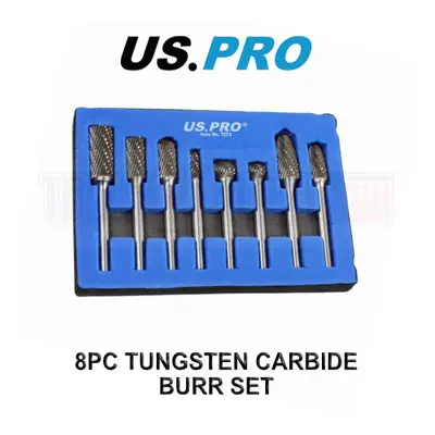 US PRO Tools 8pc 6mm Carbide Burr Set Burrs Tungsten Steel Hole enlarger