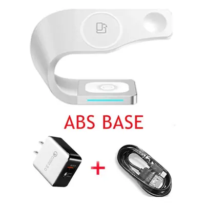 (as the picture, ABS Base US Plug) Est Multi Function Wireless Charger Station Qi Phone Stand In