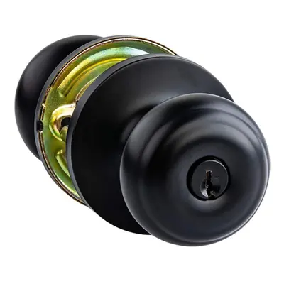 Amazon Basics Exterior Door Knob With Lock Classic Matte Black