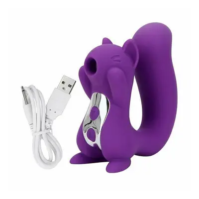 (Purple) Novelty Squirrel Vibrator Sucking Vibrating Clitoris Suction Nipple Play Women