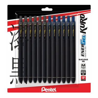 Pentel Energel 0.7 Kuro Gel Pen - Medium Line - Pack Of Black &