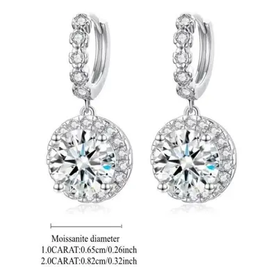 (as the picture, 1CT) S925 Sterling Silver Carat Moissanite Round Bag Earring Design Fashion Lig