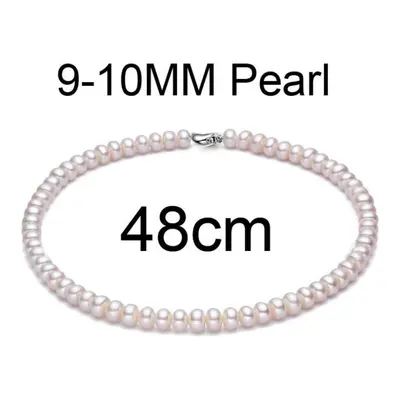 (white, 48cm) Lsooyh 9-10mm Natural Freshwater Pearl Necklace For Women White Pearl Jewelry Chok