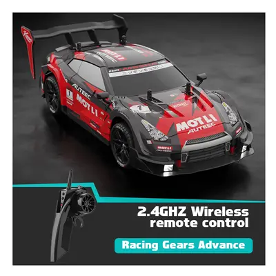 (GTR-Red) 2.4G Rc Cars 4WD RC Drift Car Toy GTR Model Soft Shell Remote Control Racing Car kids 