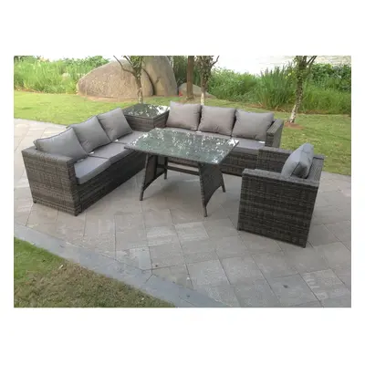 Fimous Seater Rattan Corner Sofa Lounge Sofa Set Patio Dining Table