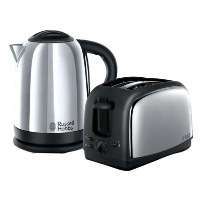 Russell Hobbs Lincoln Kettle and 2-Slice Toaster - Polished Stainless Steel Silver, Pack of 2, L