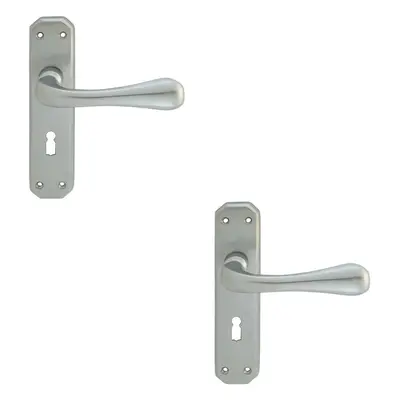 2x PAIR Heavy Duty Handle on Angular Lock Backplate x 40mm Satin Chrome