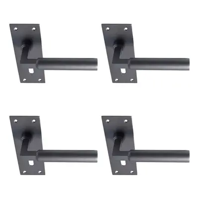 4x PAIR Round Bar Handle on Slim Lock Backplate x 50mm Matt Bronze