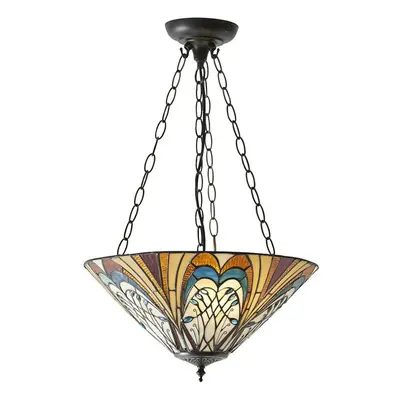 Tiffany Glass Hanging Ceiling Pendant Light Bronze Inverted Lamp Shade i00122