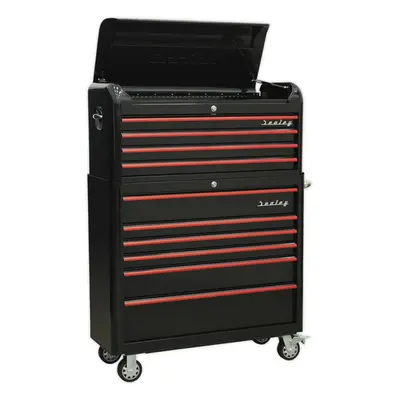 Retro Drawer Topchest & Rollcab Bundle - Locking - BB Slides - Black & Red