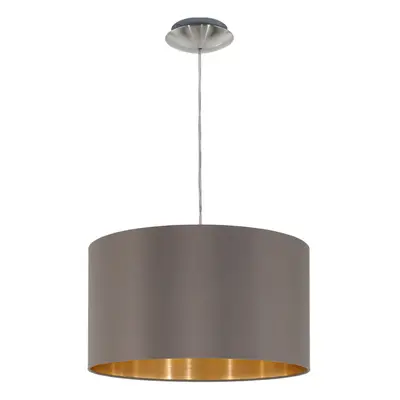 Pendant Light Colour Satin Nickel Shade Cappuccino Gold Fabric Bulb E27 1x60W