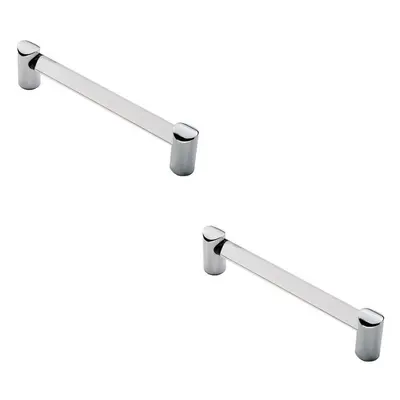 2x Round Tube Pull Handle x 16mm 128mm Fixing Centres Clear & Chrome