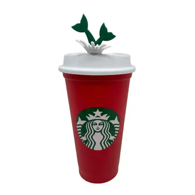 Christmas Siren Tail Stopper with Red Reusable Travel Mug/Cup/Tumbler Grande Medium, 16oz 473ml