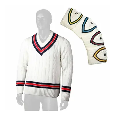 (Navy/Sky/Navy, M) GM Cricket Junior Sweater Trimmed with Long Sleeves - Gunn & Moore Range