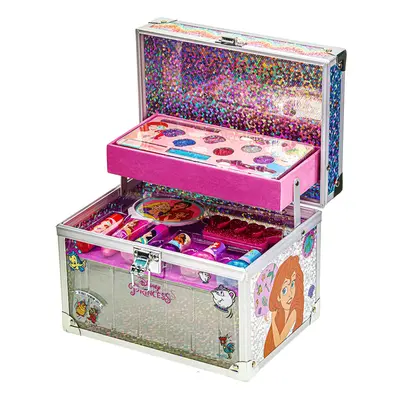 Disney Princess Train Case Makeup Set for Kids | Makeup Kit Includes Lip Gloss, Nail Polish, Acc