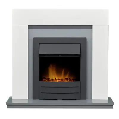 Adam Dakota Fireplace in Pure White & Grey with Colorado Electric Fire in Black, Inch